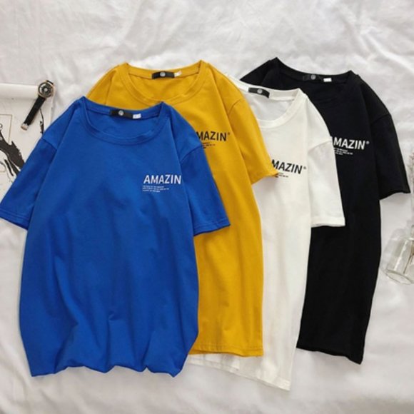 Cotton short sleeve t-shirt men's combed cotton sweat absorbing round neck T-shi - Picture 1 of 2